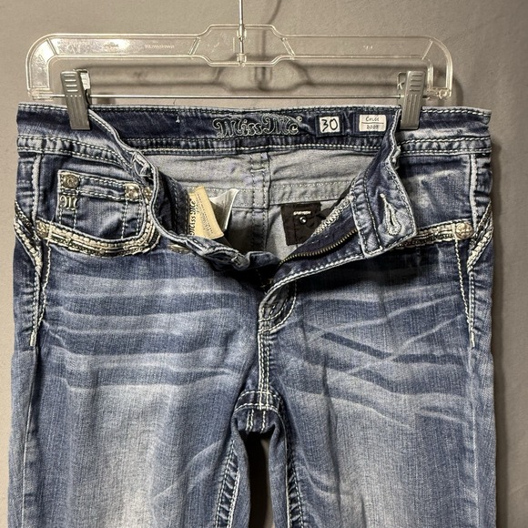 Miss Me Chloe Boot Jeans Women 30 Mid Rise Embellished 30x30 Distressed Bling - Picture 6 of 16